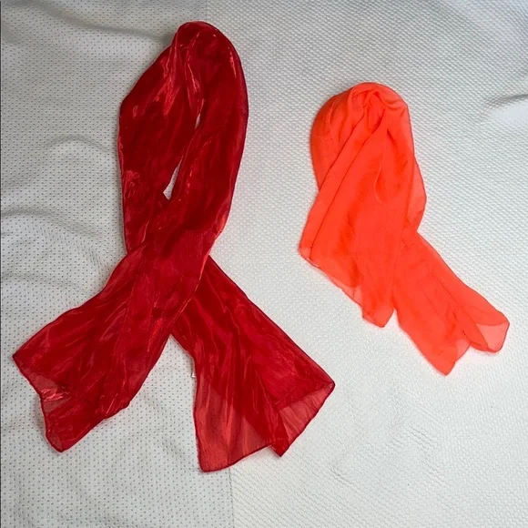 Elegant Red and Orange Scarves - Picture 2 of 2